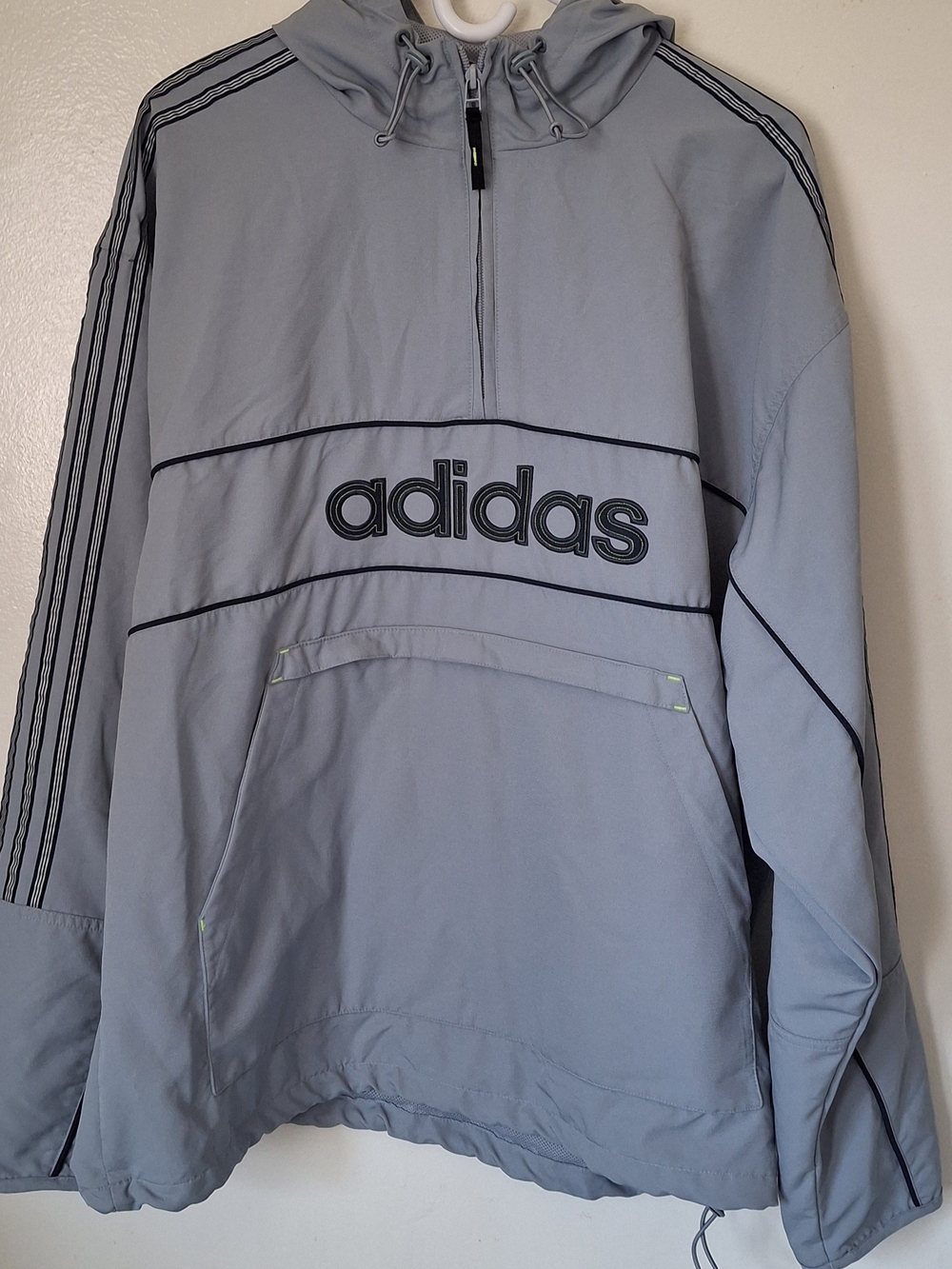 adidas Men's Light Gray Pullover Windbreaker Jacket